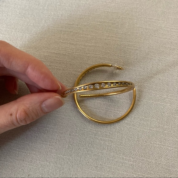 Kendra Scott Selena Large Hoops Earrings Vintage Gold Sparkly White Zirconia $78 - Picture 11 of 17